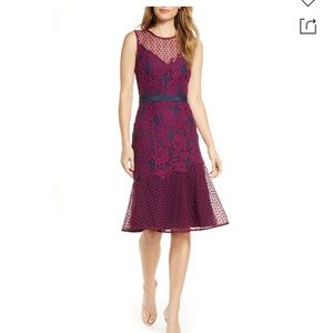 Adelyn Rae Sonya Floral Lace Evening midi dress